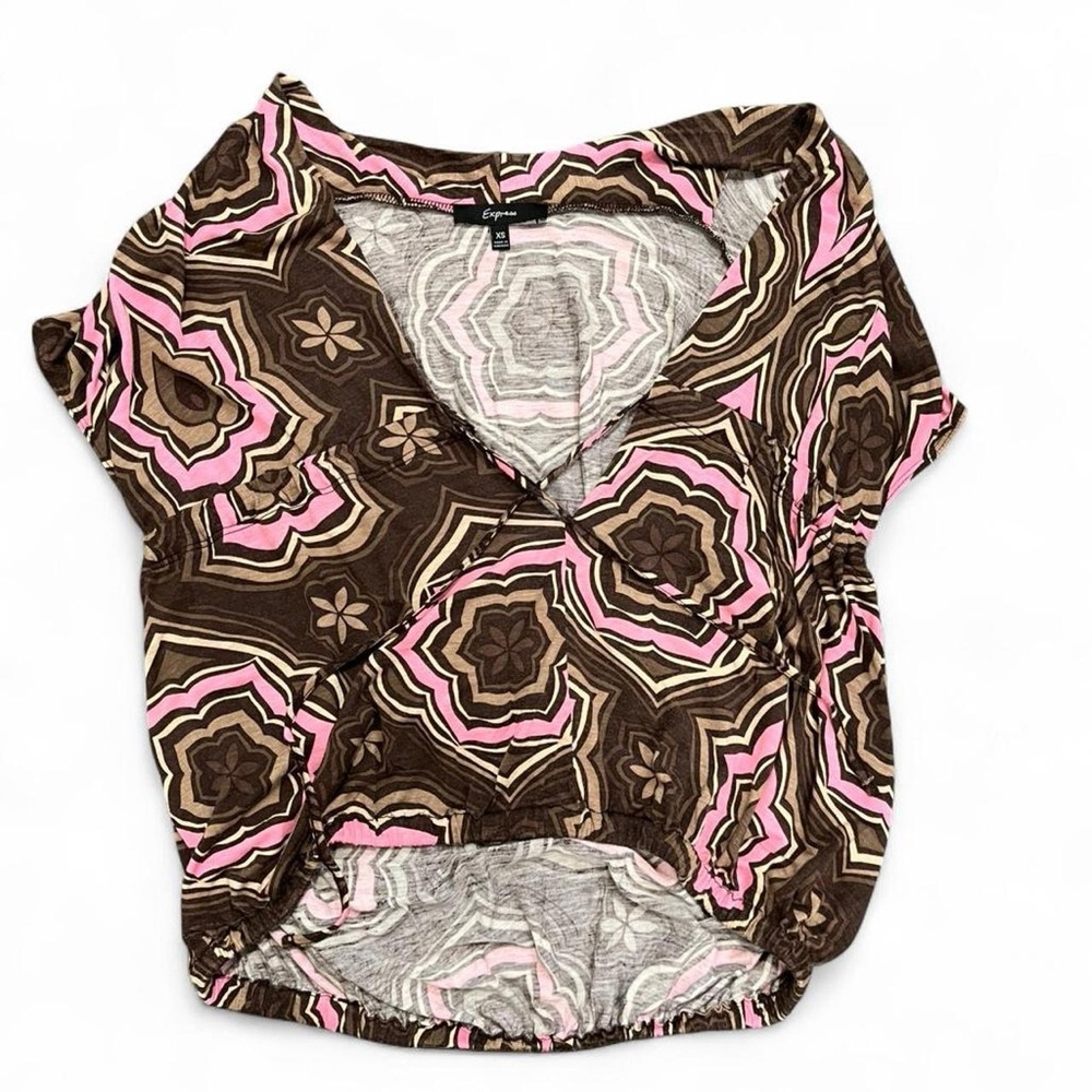 Express Brown and Pink Y2K Top Can fit a Size Small